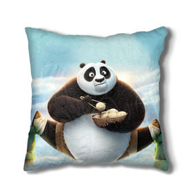 Подушка 3D с принтом Кунг фу панда в Тюмени, наволочка – 100% полиэстер, наполнитель – холлофайбер (легкий наполнитель, не вызывает аллергию). | состоит из подушки и наволочки. Наволочка на молнии, легко снимается для стирки | панда