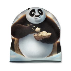 Шапка 3D с принтом Кунг фу панда в Тюмени, 100% полиэстер | универсальный размер, печать по всей поверхности изделия | панда