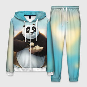 Мужской костюм 3D с принтом Кунг фу панда в Тюмени, 100% полиэстер | Манжеты и пояс оформлены тканевой резинкой, двухслойный капюшон со шнурком для регулировки, карманы спереди | Тематика изображения на принте: панда