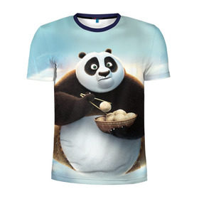 Мужская футболка 3D спортивная с принтом Кунг фу панда в Тюмени, 100% полиэстер с улучшенными характеристиками | приталенный силуэт, круглая горловина, широкие плечи, сужается к линии бедра | Тематика изображения на принте: панда