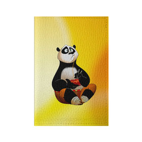 Обложка для паспорта матовая кожа с принтом Кунг фу панда в Тюмени, натуральная матовая кожа | размер 19,3 х 13,7 см; прозрачные пластиковые крепления | kung fu | kung fu panda | panda | кунг фу | кунг фу панда | кунгфу | панда. кунг фу | по