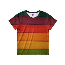 Детская футболка 3D с принтом Colored fence в Тюмени, 100% гипоаллергенный полиэфир | прямой крой, круглый вырез горловины, длина до линии бедер, чуть спущенное плечо, ткань немного тянется | color | полосочки | цвет