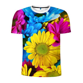 Мужская футболка 3D спортивная с принтом Цветы в Тюмени, 100% полиэстер с улучшенными характеристиками | приталенный силуэт, круглая горловина, широкие плечи, сужается к линии бедра | природа | яркие