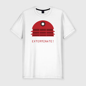 Мужская футболка премиум с принтом DALEK JAM - EXTERMINATE! в Тюмени, 92% хлопок, 8% лайкра | приталенный силуэт, круглый вырез ворота, длина до линии бедра, короткий рукав | 