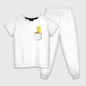 Детская пижама хлопок с принтом Карманный Барт в Тюмени, 100% хлопок |  брюки и футболка прямого кроя, без карманов, на брюках мягкая резинка на поясе и по низу штанин
 | Тематика изображения на принте: карманный барт pocket bart simpson homer симп