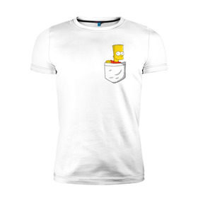 Мужская футболка премиум с принтом Карманный Барт в Тюмени, 92% хлопок, 8% лайкра | приталенный силуэт, круглый вырез ворота, длина до линии бедра, короткий рукав | карманный барт pocket bart simpson homer симп