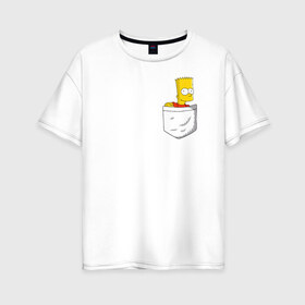 Женская футболка хлопок Oversize с принтом Карманный Барт в Тюмени, 100% хлопок | свободный крой, круглый ворот, спущенный рукав, длина до линии бедер
 | Тематика изображения на принте: карманный барт pocket bart simpson homer симп