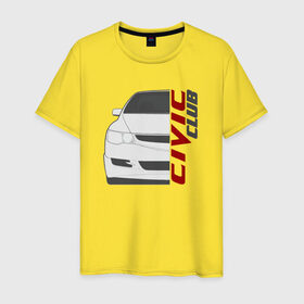 Мужская футболка хлопок с принтом Honda Civic Club в Тюмени, 100% хлопок | прямой крой, круглый вырез горловины, длина до линии бедер, слегка спущенное плечо. | civic | honda civic clubhonda