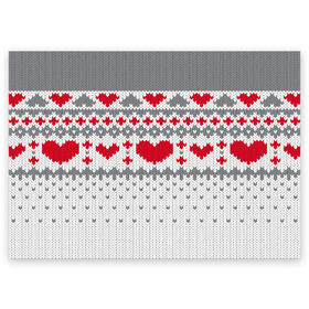 Поздравительная открытка с принтом Сердечки в Тюмени, 100% бумага | плотность бумаги 280 г/м2, матовая, на обратной стороне линовка и место для марки
 | вязанье | любовь | свитр | сердечки