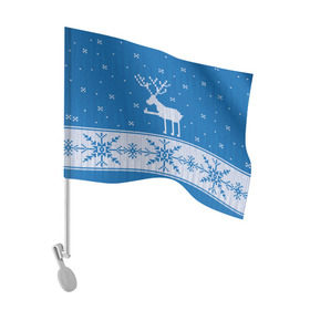 Флаг для автомобиля с принтом Олень - класс в Тюмени, 100% полиэстер | Размер: 30*21 см | зима | новый год | олень | снег | снежинки