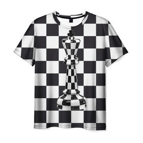 Мужская футболка 3D с принтом Ферзь в Тюмени, 100% полиэфир | прямой крой, круглый вырез горловины, длина до линии бедер | Тематика изображения на принте: клетки | ферзь | шахматная доска | шахматы