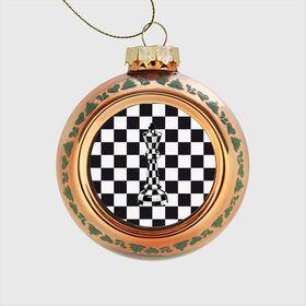 Стеклянный ёлочный шар с принтом Ферзь в Тюмени, Стекло | Диаметр: 80 мм | клетки | ферзь | шахматная доска | шахматы