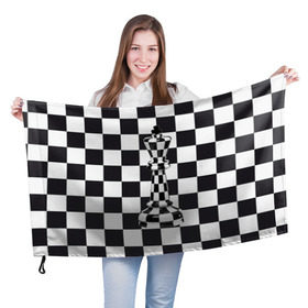 Флаг 3D с принтом Ферзь в Тюмени, 100% полиэстер | плотность ткани — 95 г/м2, размер — 67 х 109 см. Принт наносится с одной стороны | клетки | ферзь | шахматная доска | шахматы