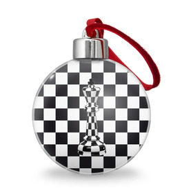 Ёлочный шар с принтом Ферзь в Тюмени, Пластик | Диаметр: 77 мм | клетки | ферзь | шахматная доска | шахматы