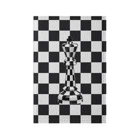 Обложка для паспорта матовая кожа с принтом Ферзь в Тюмени, натуральная матовая кожа | размер 19,3 х 13,7 см; прозрачные пластиковые крепления | Тематика изображения на принте: клетки | ферзь | шахматная доска | шахматы