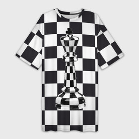 Платье-футболка 3D с принтом Ферзь в Тюмени,  |  | клетки | ферзь | шахматная доска | шахматы
