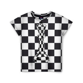 Детская футболка 3D с принтом Ферзь в Тюмени, 100% гипоаллергенный полиэфир | прямой крой, круглый вырез горловины, длина до линии бедер, чуть спущенное плечо, ткань немного тянется | клетки | ферзь | шахматная доска | шахматы