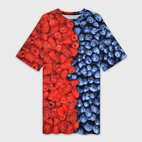 Платье-футболка 3D с принтом Ягодка в Тюмени,  |  | Тематика изображения на принте: клубника | малина | черника | ягода | ягодка | ягодный