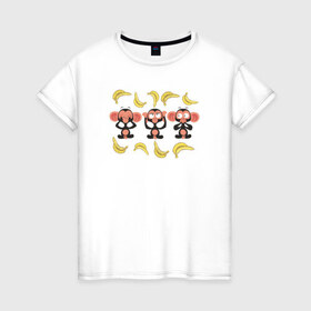 Женская футболка хлопок с принтом Обезьянки в Тюмени, 100% хлопок | прямой крой, круглый вырез горловины, длина до линии бедер, слегка спущенное плечо | 2016 | год | зима | мартышка | новогодний | новый | обезьяна | обезьянка | подарок | с новым годом