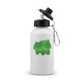 Бутылка спортивная с принтом Зеленый Покемон бульбазавр в Тюмени, металл | емкость — 500 мл, в комплекте две пластиковые крышки и карабин для крепления | покемон