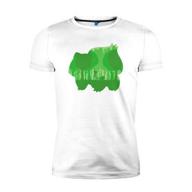 Мужская футболка премиум с принтом Зеленый Покемон бульбазавр в Тюмени, 92% хлопок, 8% лайкра | приталенный силуэт, круглый вырез ворота, длина до линии бедра, короткий рукав | покемон