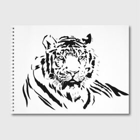Альбом для рисования с принтом Тигр в Тюмени, 100% бумага
 | матовая бумага, плотность 200 мг. | взгляд | тигр | трафарет | хищник