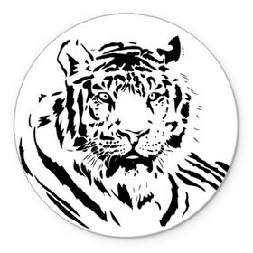 Коврик круглый с принтом Тигр в Тюмени, резина и полиэстер | круглая форма, изображение наносится на всю лицевую часть | взгляд | тигр | трафарет | хищник