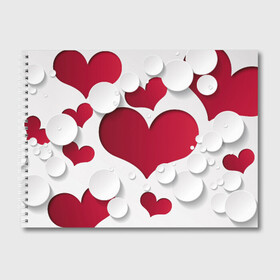 Альбом для рисования с принтом Сердца в Тюмени, 100% бумага
 | матовая бумага, плотность 200 мг. | любовь | орнамент | праздник | сердца