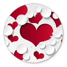Коврик круглый с принтом Сердца в Тюмени, резина и полиэстер | круглая форма, изображение наносится на всю лицевую часть | любовь | орнамент | праздник | сердца