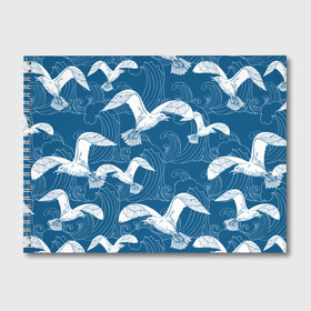Альбом для рисования с принтом Чайки в Тюмени, 100% бумага
 | матовая бумага, плотность 200 мг. | небо | полет | птицы | чайки