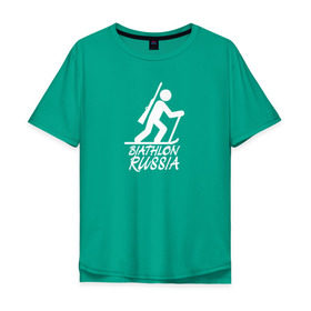 Мужская футболка хлопок Oversize с принтом Биатлон России в Тюмени, 100% хлопок | свободный крой, круглый ворот, “спинка” длиннее передней части | biathlon | russia