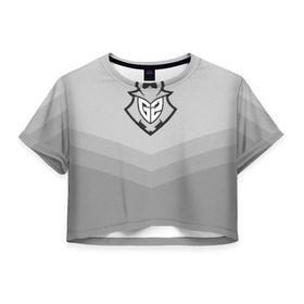 Женская футболка 3D укороченная с принтом G2 eSports в Тюмени, 100% полиэстер | круглая горловина, длина футболки до линии талии, рукава с отворотами | csgo | cyber | esports | g2 | team | г2 | ксго