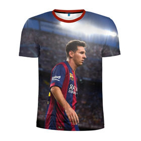 Мужская футболка 3D спортивная с принтом Messi в Тюмени, 100% полиэстер с улучшенными характеристиками | приталенный силуэт, круглая горловина, широкие плечи, сужается к линии бедра | месси