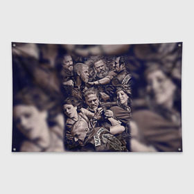 Флаг-баннер с принтом Sons Of Anarchy в Тюмени, 100% полиэстер | размер 67 х 109 см, плотность ткани — 95 г/м2; по краям флага есть четыре люверса для крепления | sons of anarchy | анархии | сыны