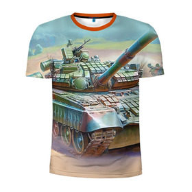 Мужская футболка 3D спортивная с принтом Военная техника в Тюмени, 100% полиэстер с улучшенными характеристиками | приталенный силуэт, круглая горловина, широкие плечи, сужается к линии бедра | tank | танки