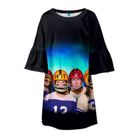 Детское платье 3D с принтом Red Hot Chili Peppers в Тюмени, 100% полиэстер | прямой силуэт, чуть расширенный к низу. Круглая горловина, на рукавах — воланы | chili | heavy | hot | metal | peppers | red | rhcp | rock | trash | кидис | метал | рок | хеви | энтони