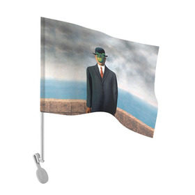 Флаг для автомобиля с принтом Сын человеческий в Тюмени, 100% полиэстер | Размер: 30*21 см | art | искусство | рене | рене магритт | сын человеческий
