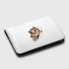 Картхолдер с принтом с принтом Котик в Тюмени, натуральная матовая кожа | размер 7,3 х 10 см; кардхолдер имеет 4 кармана для карт; | Тематика изображения на принте: кот | котенок | котик | кошка | милый