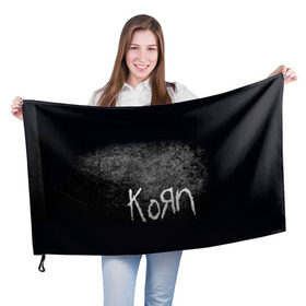 Флаг 3D с принтом KoЯn в Тюмени, 100% полиэстер | плотность ткани — 95 г/м2, размер — 67 х 109 см. Принт наносится с одной стороны | korn | metal | rock | группы | корн | метал | рок
