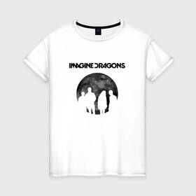 Женская футболка хлопок с принтом Imagine dragons в Тюмени, 100% хлопок | прямой крой, круглый вырез горловины, длина до линии бедер, слегка спущенное плечо | dragons | imagine | rock | драгонз | имэдж | рок