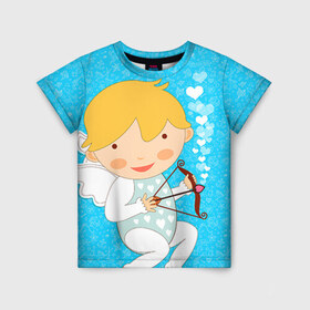 Детская футболка 3D с принтом Ангел мальчик в Тюмени, 100% гипоаллергенный полиэфир | прямой крой, круглый вырез горловины, длина до линии бедер, чуть спущенное плечо, ткань немного тянется | angel | love | valentine | ангел | валентина | валентинка | любовь | святого