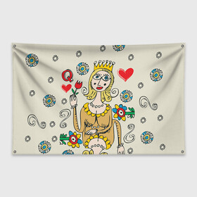 Флаг-баннер с принтом Червовая дама в Тюмени, 100% полиэстер | размер 67 х 109 см, плотность ткани — 95 г/м2; по краям флага есть четыре люверса для крепления | 14 февраля | love | влюбленные | карты | королева | король | лав | любовь | пара | парные | подарок