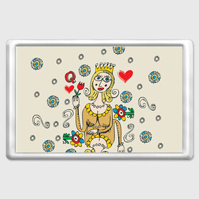 Магнит 45*70 с принтом Червовая дама в Тюмени, Пластик | Размер: 78*52 мм; Размер печати: 70*45 | 14 февраля | love | влюбленные | карты | королева | король | лав | любовь | пара | парные | подарок