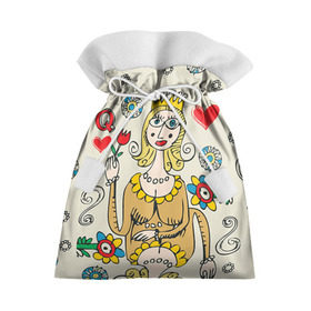 Подарочный 3D мешок с принтом Червовая дама в Тюмени, 100% полиэстер | Размер: 29*39 см | 14 февраля | love | влюбленные | карты | королева | король | лав | любовь | пара | парные | подарок