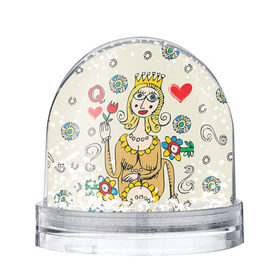 Водяной шар с принтом Червовая дама в Тюмени, Пластик | Изображение внутри шара печатается на глянцевой фотобумаге с двух сторон | 14 февраля | love | влюбленные | карты | королева | король | лав | любовь | пара | парные | подарок
