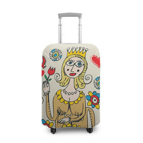 Чехол для чемодана 3D с принтом Червовая дама в Тюмени, 86% полиэфир, 14% спандекс | двустороннее нанесение принта, прорези для ручек и колес | 14 февраля | love | влюбленные | карты | королева | король | лав | любовь | пара | парные | подарок