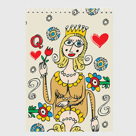Скетчбук с принтом Червовая дама в Тюмени, 100% бумага
 | 48 листов, плотность листов — 100 г/м2, плотность картонной обложки — 250 г/м2. Листы скреплены сверху удобной пружинной спиралью | Тематика изображения на принте: 14 февраля | love | влюбленные | карты | королева | король | лав | любовь | пара | парные | подарок