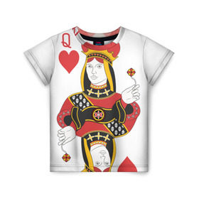 Детская футболка 3D с принтом Дама в Тюмени, 100% гипоаллергенный полиэфир | прямой крой, круглый вырез горловины, длина до линии бедер, чуть спущенное плечо, ткань немного тянется | 14 февраля | love | влюбленные | карты | королева | король | лав | любовь | пара | парные | подарок