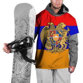 Накидка на куртку 3D с принтом Герб и флаг Армении в Тюмени, 100% полиэстер |  | Тематика изображения на принте: armenia | армения | герб | флаг