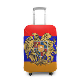 Чехол для чемодана 3D с принтом Герб и флаг Армении в Тюмени, 86% полиэфир, 14% спандекс | двустороннее нанесение принта, прорези для ручек и колес | armenia | армения | герб | флаг